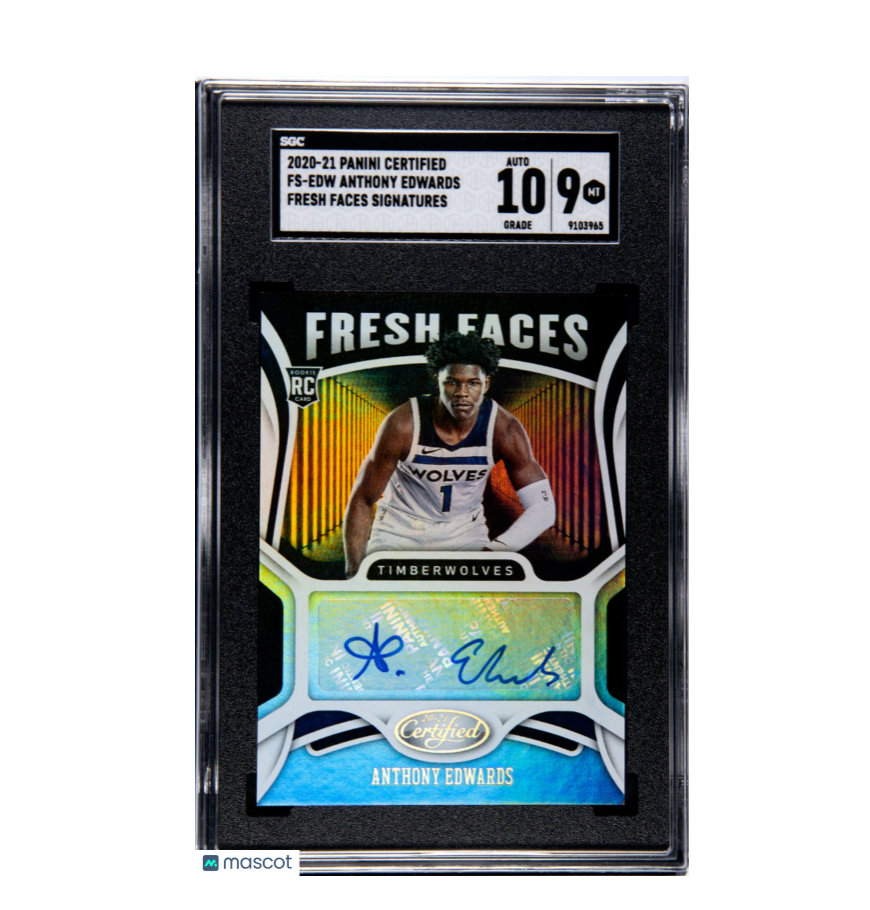 2020-21 Panini Certified Anthony Edwards Fresh Faces Sigs. SGC 9