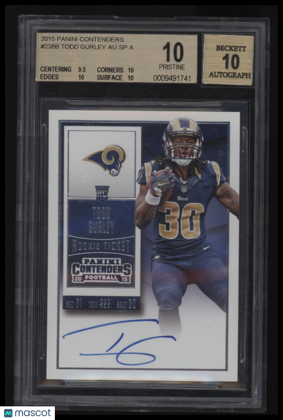 2015 Panini Contenders Todd Gurley AU SP A BGS 10.0