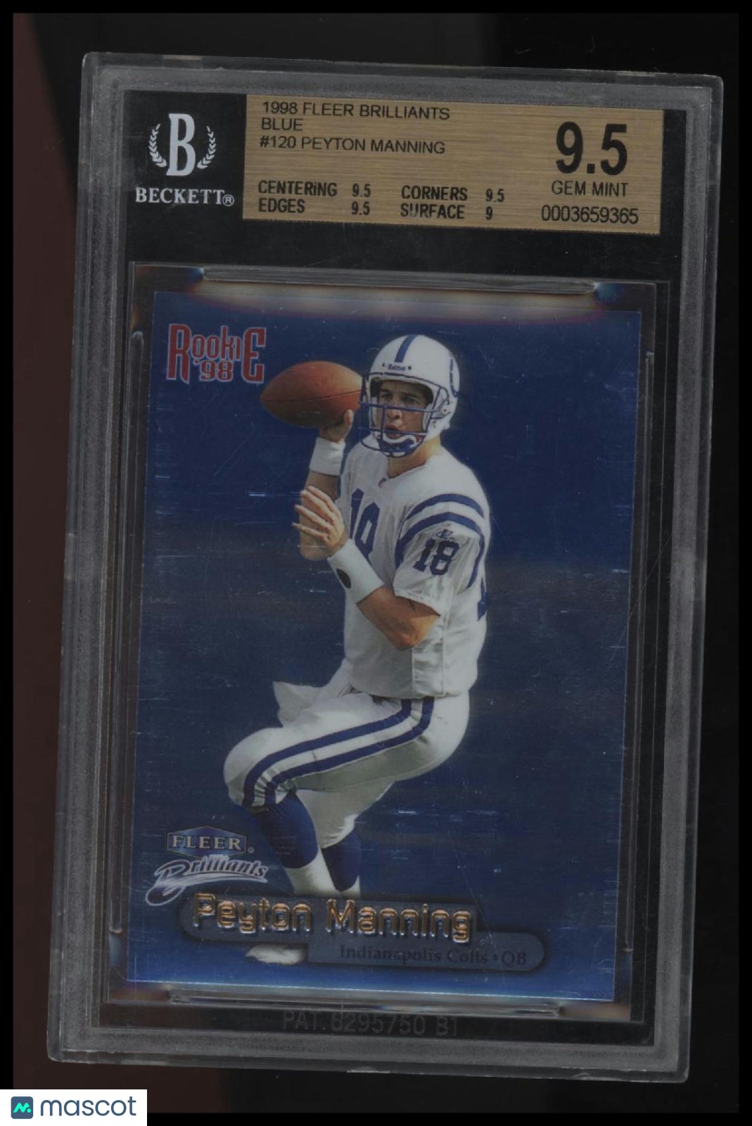 1998 Fleer Brilliants Blue Peyton Manning BGS 9.5