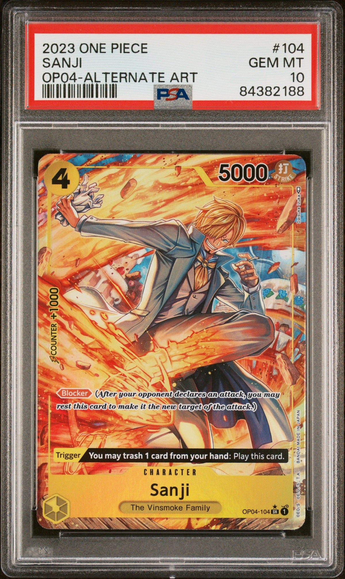 2023 One Piece Kingdoms Of Intrigue Sanji Op04-Alternate Art PSA 10 84382188