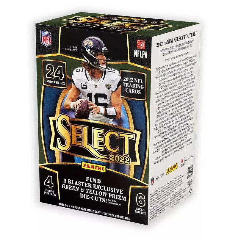 2022 Panini Select Football 6-Pack Blaster Box (Green &amp;amp; Yellow Die-Cuts!)