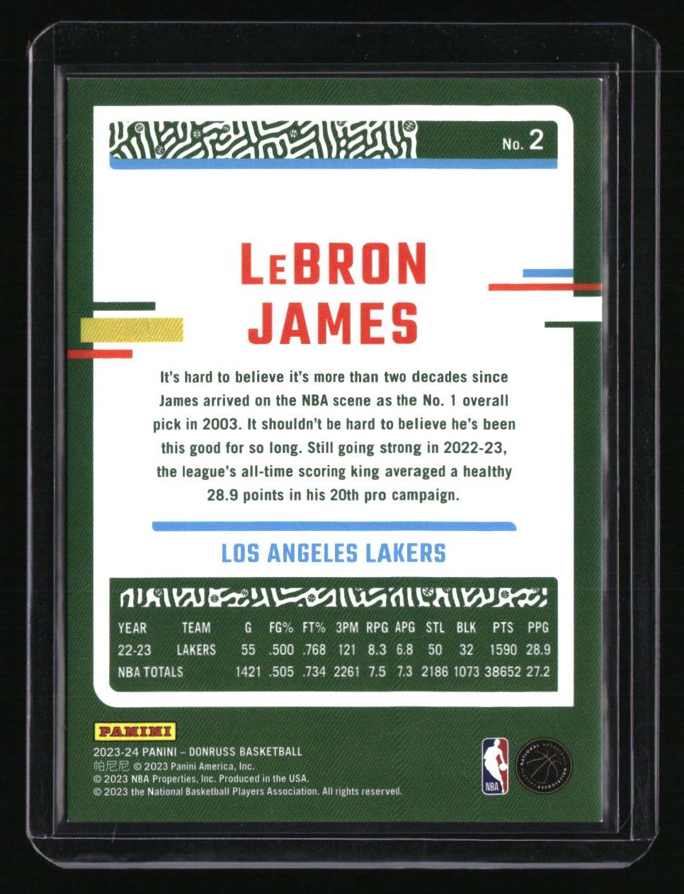 2023-24 Donruss #2 LeBron James Red and Green Laser Holo #/75