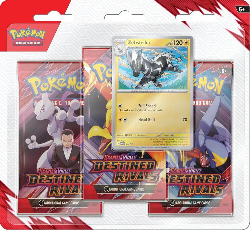 Pokemon TCG: Scarlet and Violet - Destined Rivals 3-Pack Blister (Zebstrika) (PRE-ORDER)