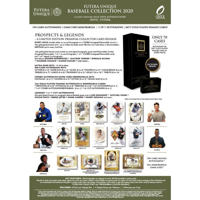 2020 Onyx Authenticated Futera Baseball Unique 2020 Prospects &amp; Legends Box