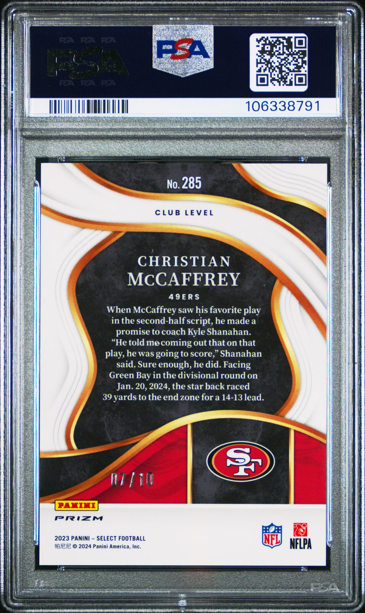 2023 Panini Select Christian Mccaffrey Dragon Scale Gold Prizm PSA 10