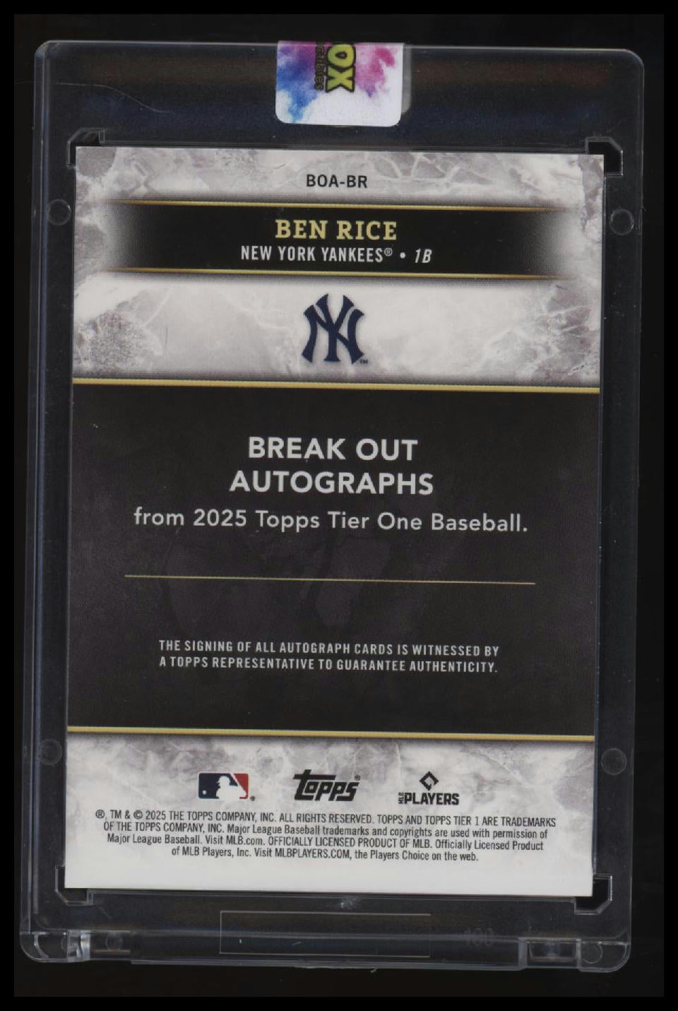 2025 Topps Tier One Ben Rice Break Out Autographs #/249