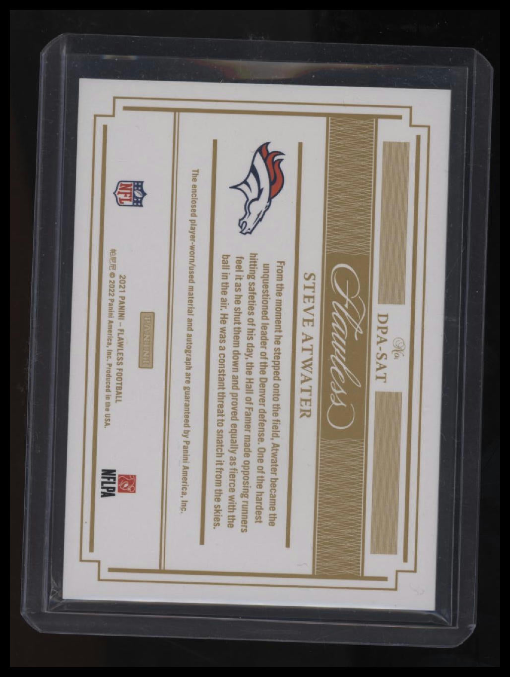 2021 Panini Flawless Steve Atwater Distinguished Patch Autographs Silver #/15