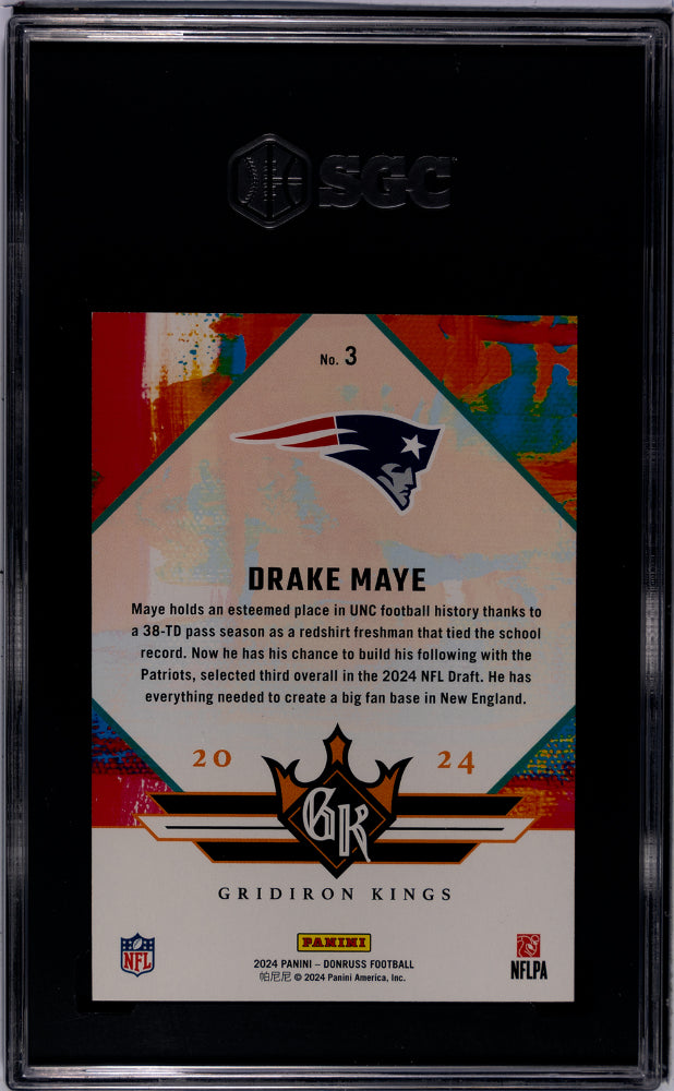 2024 Donruss Drake Maye Rookie Gridiron Kings Studio Series SGC 9.5
