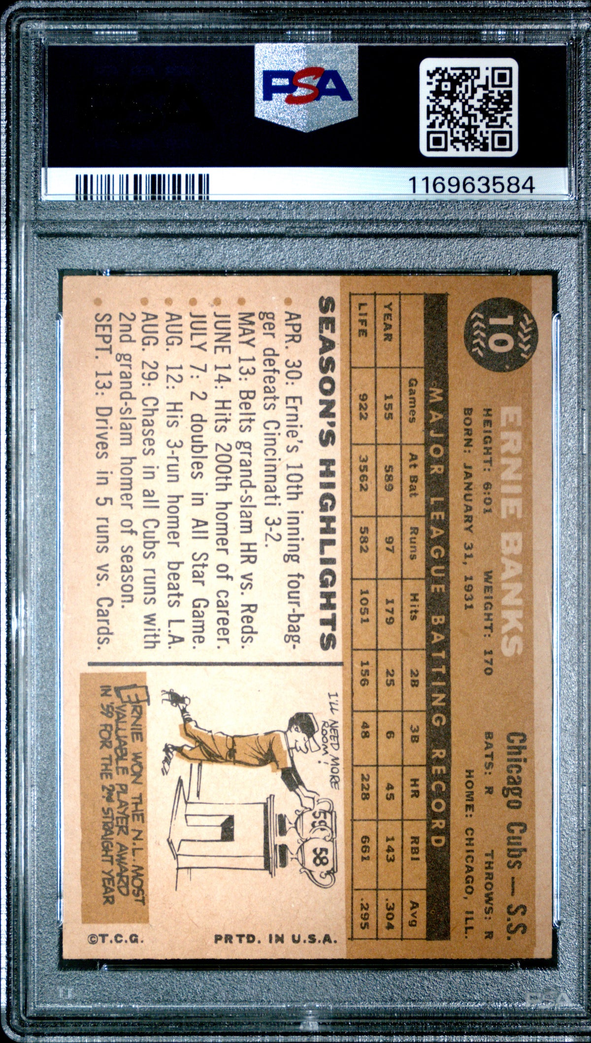 1960 Topps Ernie Banks PSA 6