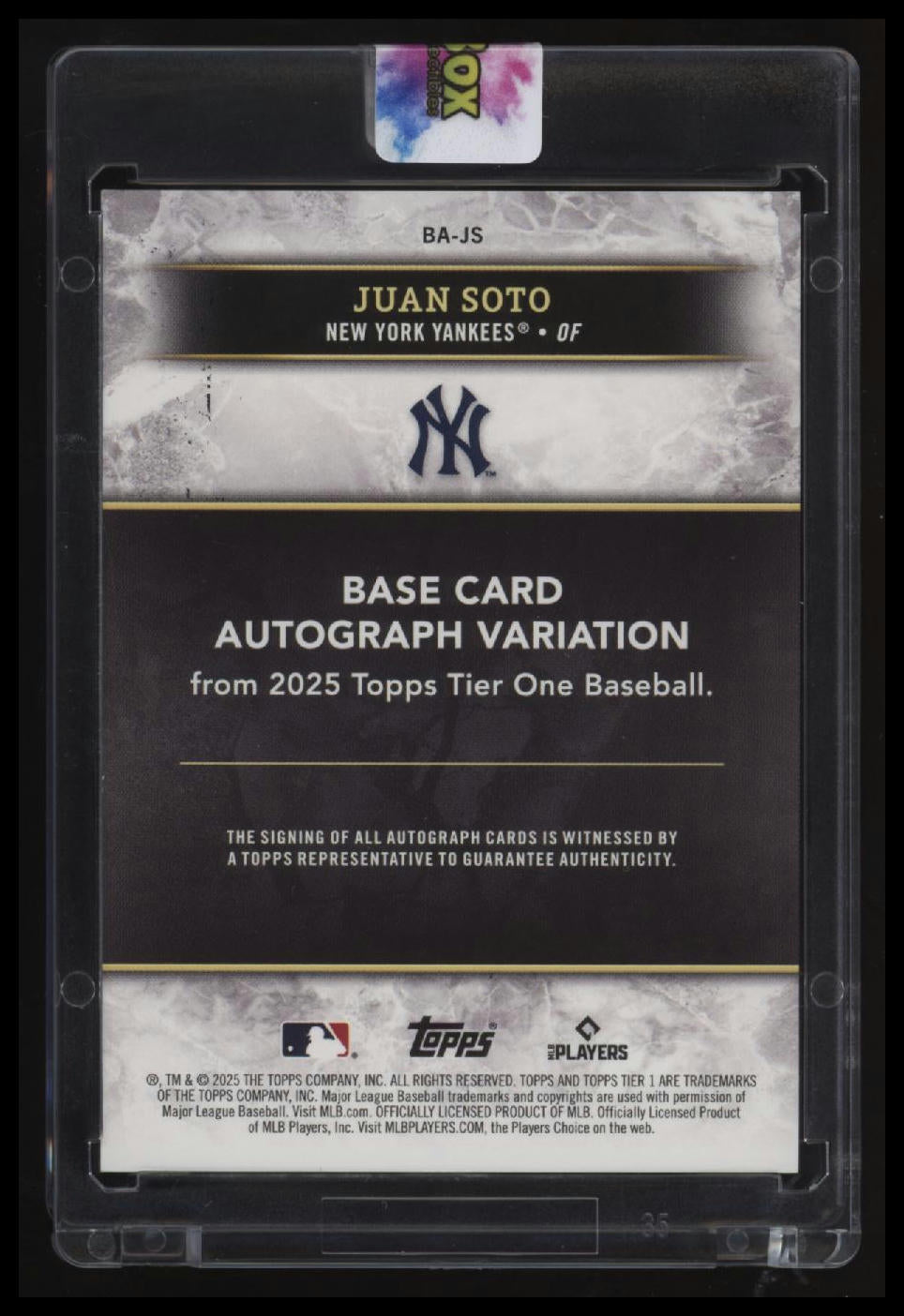 2025 Topps Tier One Juan Soto Base Autographs Red Foil #/10