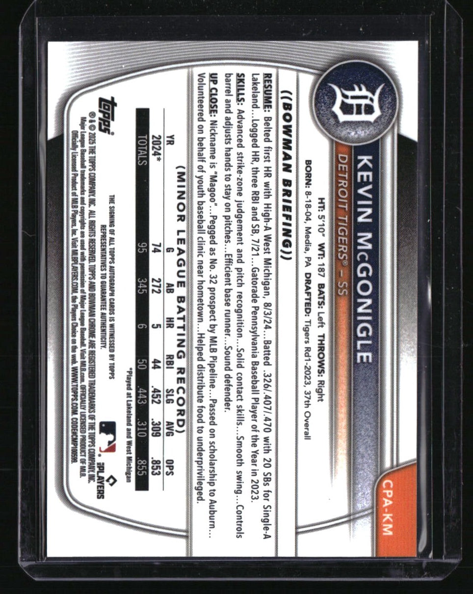 2025 Bowman Kevin McGonigle Chrome Prospects Autographs