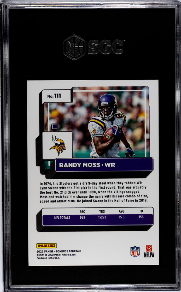 2022 Donruss Randy Moss Premium Press Proof SGC 9