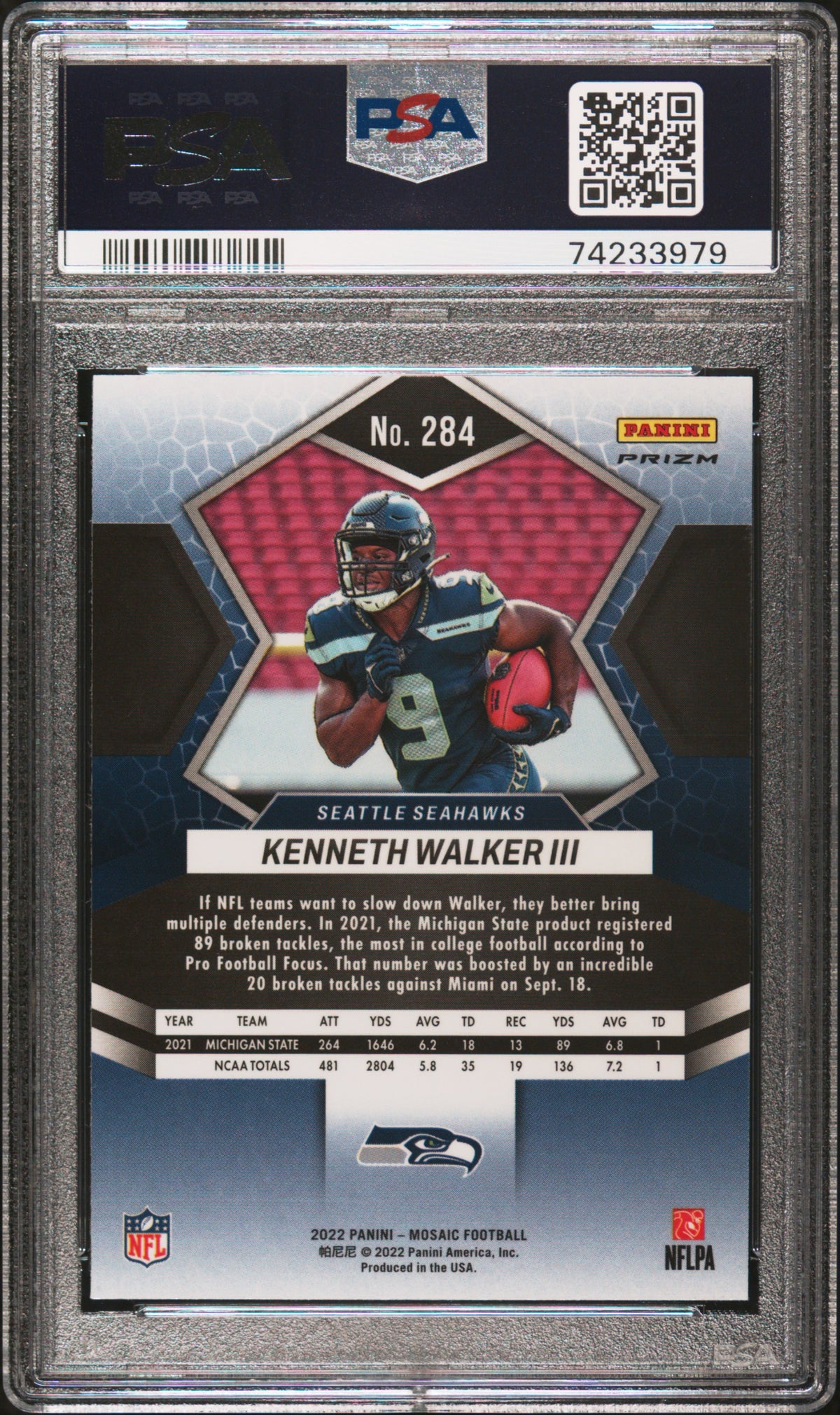 2022 Panini Mosaic Kenneth Walker Iii Red Sparkle PSA 10