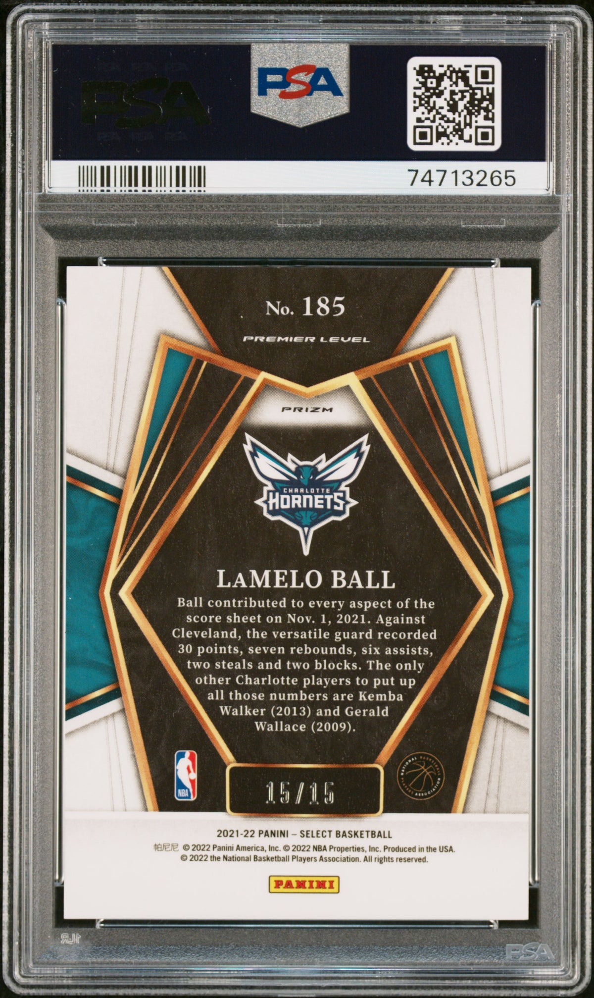 2021 Panini Select Lamelo Ball Neon Orange Pulsar #/15 PSA 9