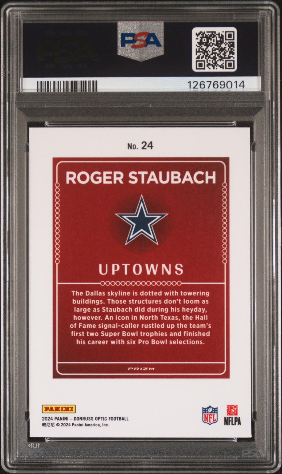 2024 Panini Donruss Optic Uptowns Roger Staubach PSA 9