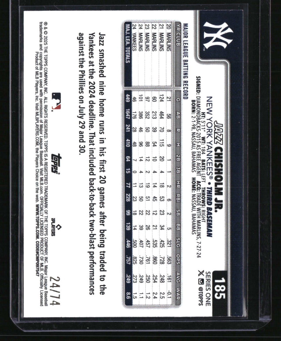 2025 Topps Jazz Chisholm Jr. Black #/74
