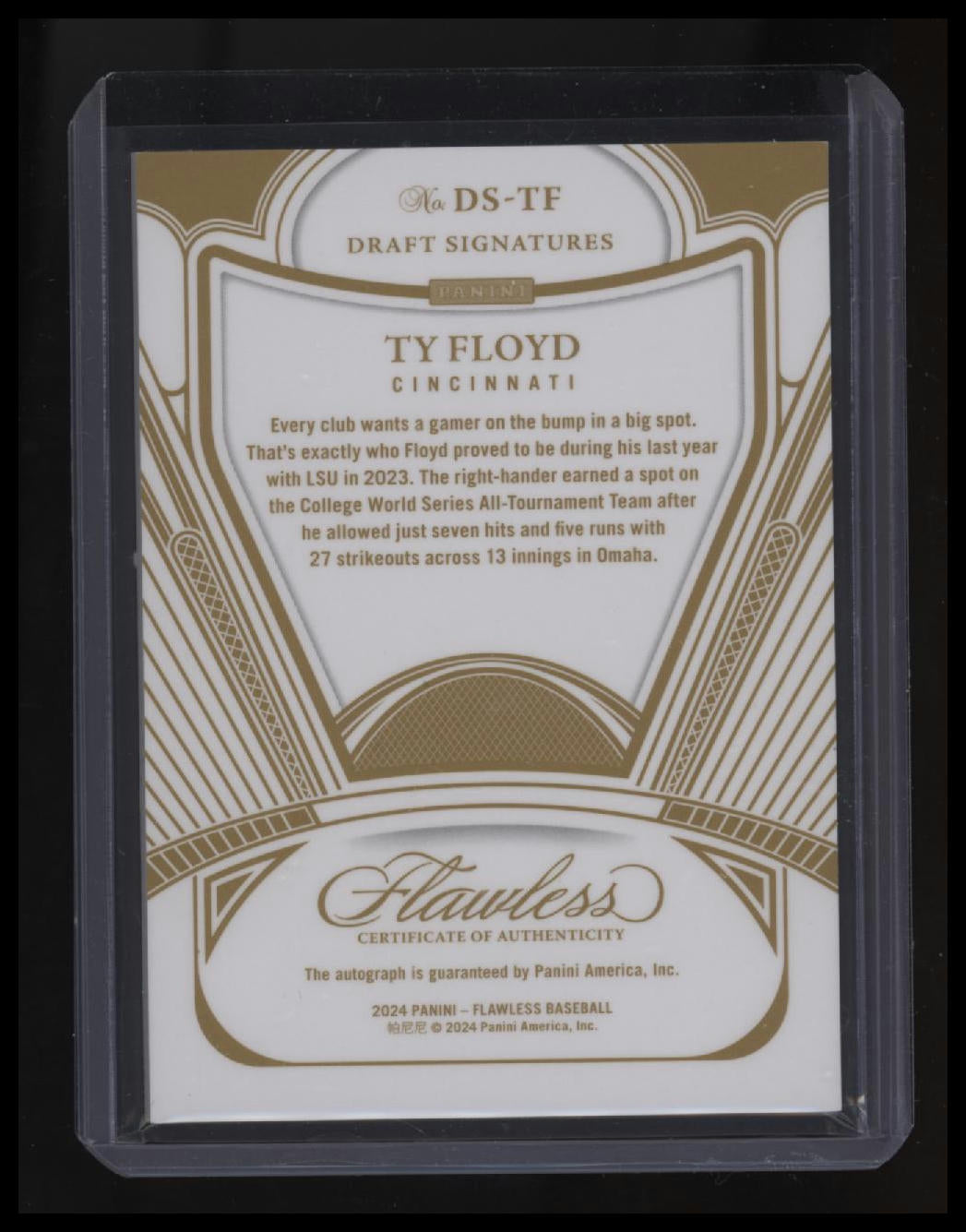 2024 Panini Flawless Ty Floyd Draft Signature Emerald #/5
