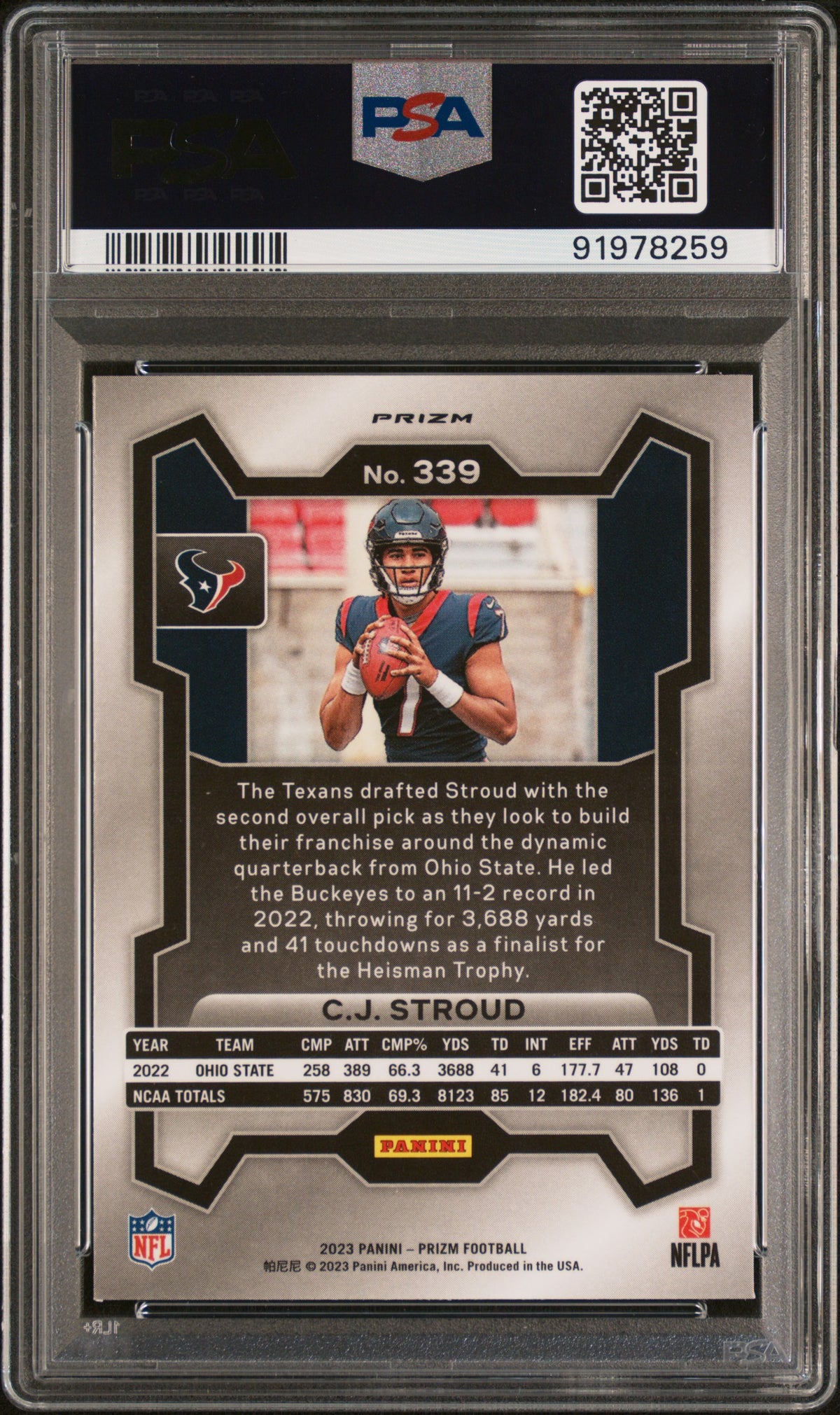 2023 Panini Prizm Cj Stroud Neon Green Pulsar PSA 9