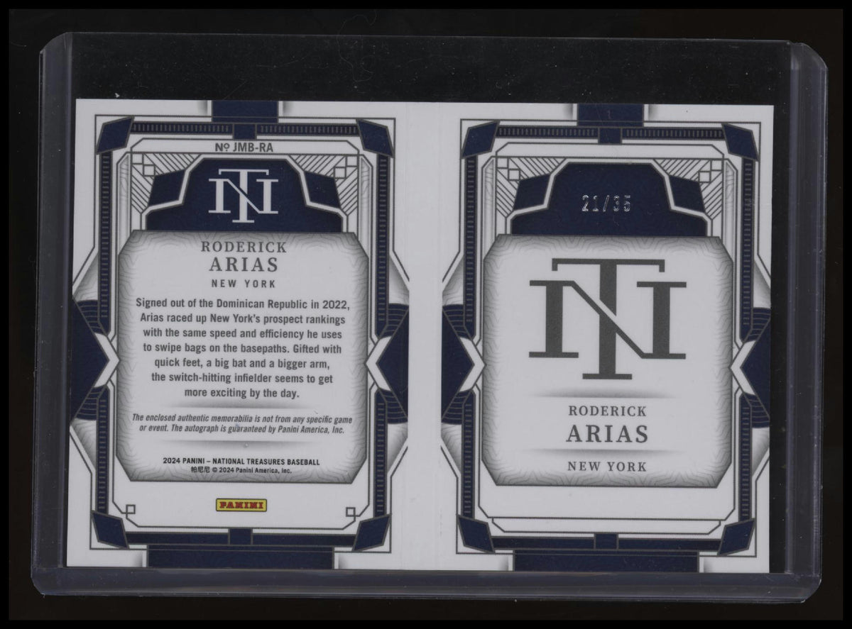 2024 National Treasures Roderick Arias Prospect Signature Material Booklet #/35