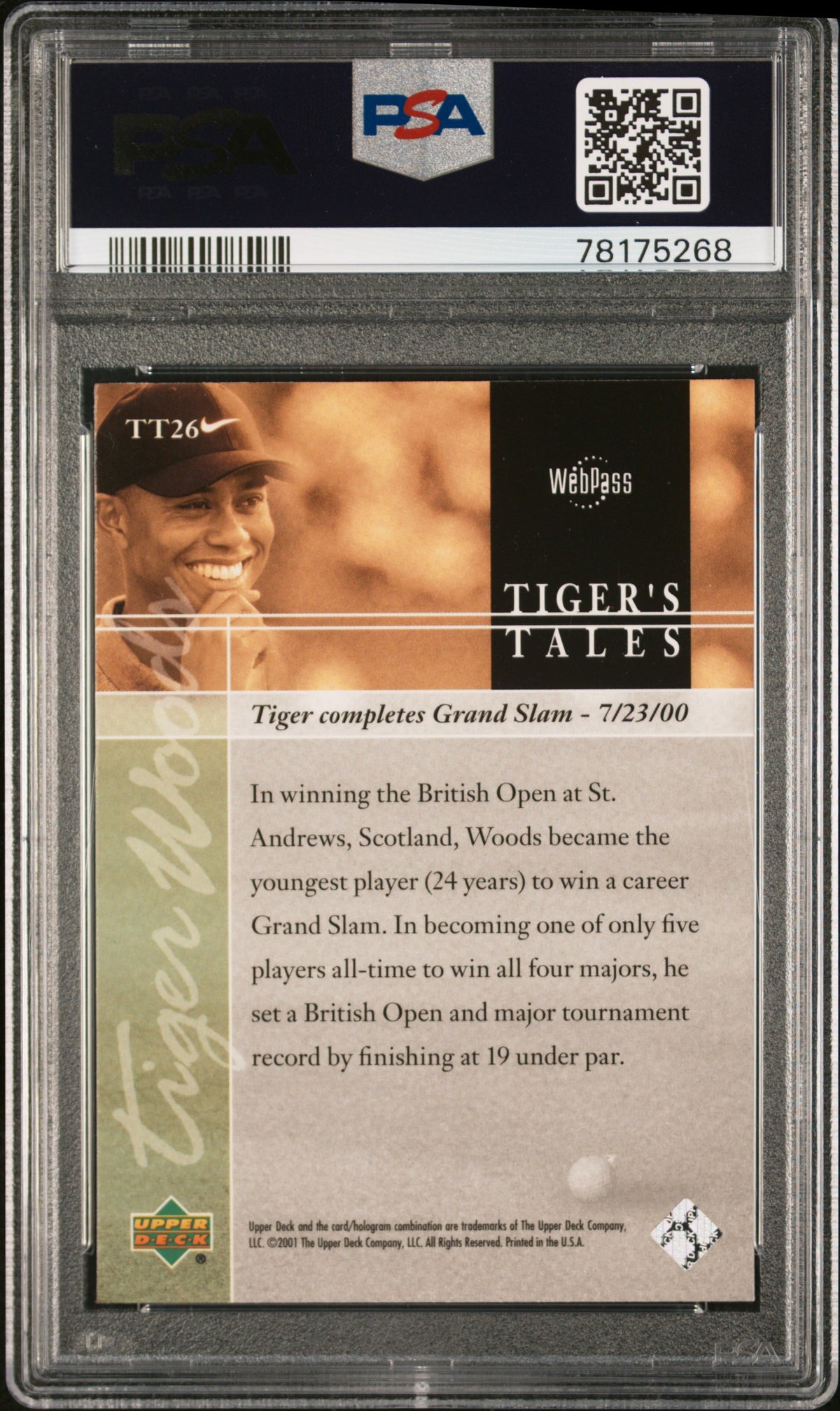 2001 Upper Deck Tiger'S Tales Tiger Woods #TT26 PSA 9