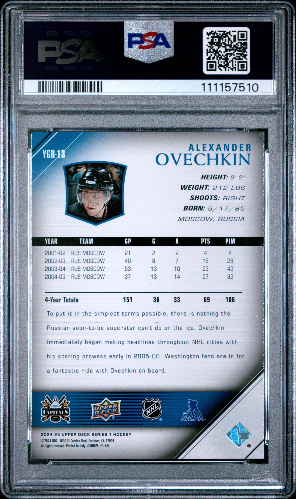 2024 Upper Deck Young Guns Renewed Alex Ovechkin PSA 10