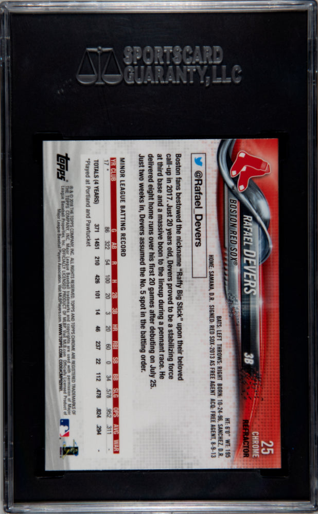 2018 Topps Chrome Rafael Devers Refractor SGC 9