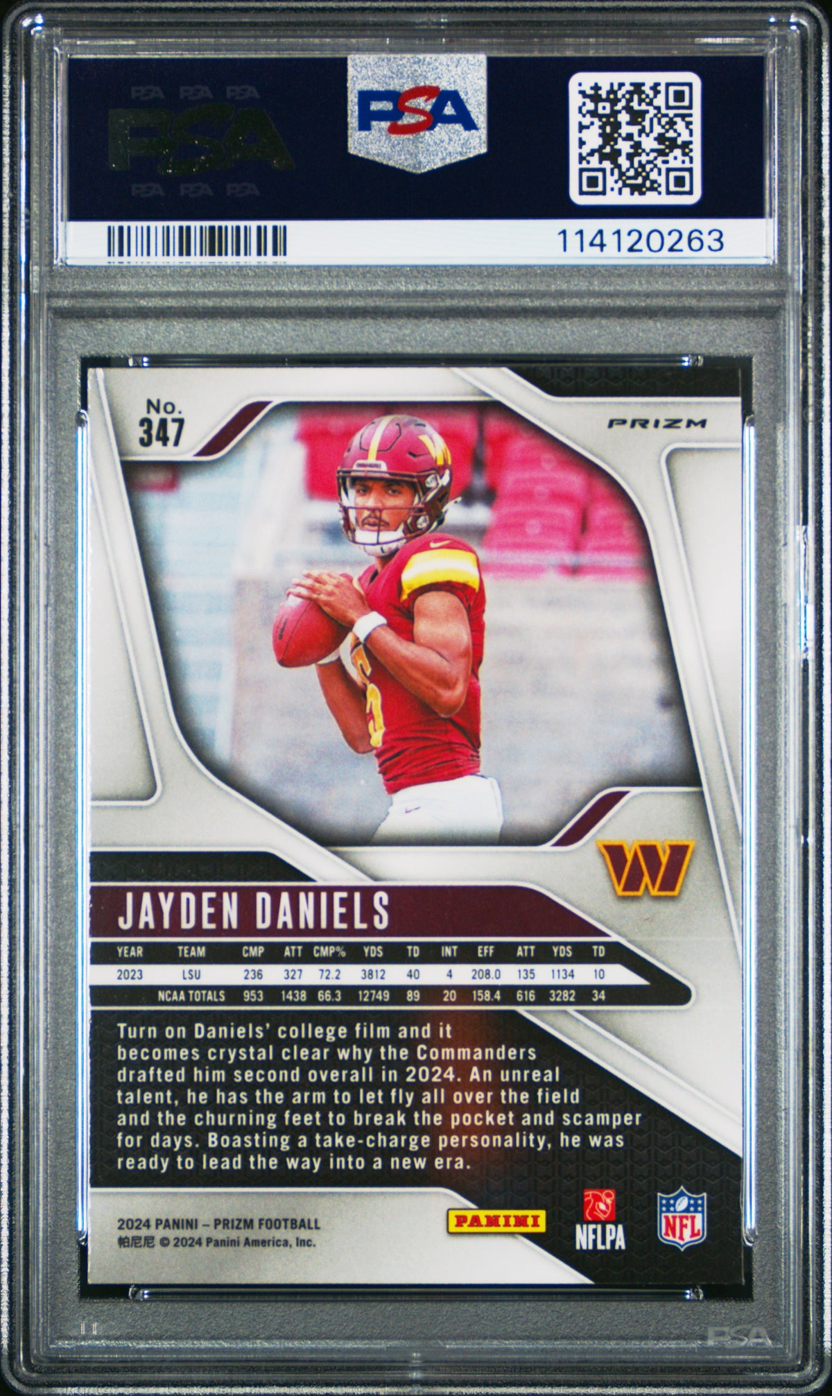 2024 Panini Prizm Jayden Daniels Red/White/Blue Prizm PSA 10