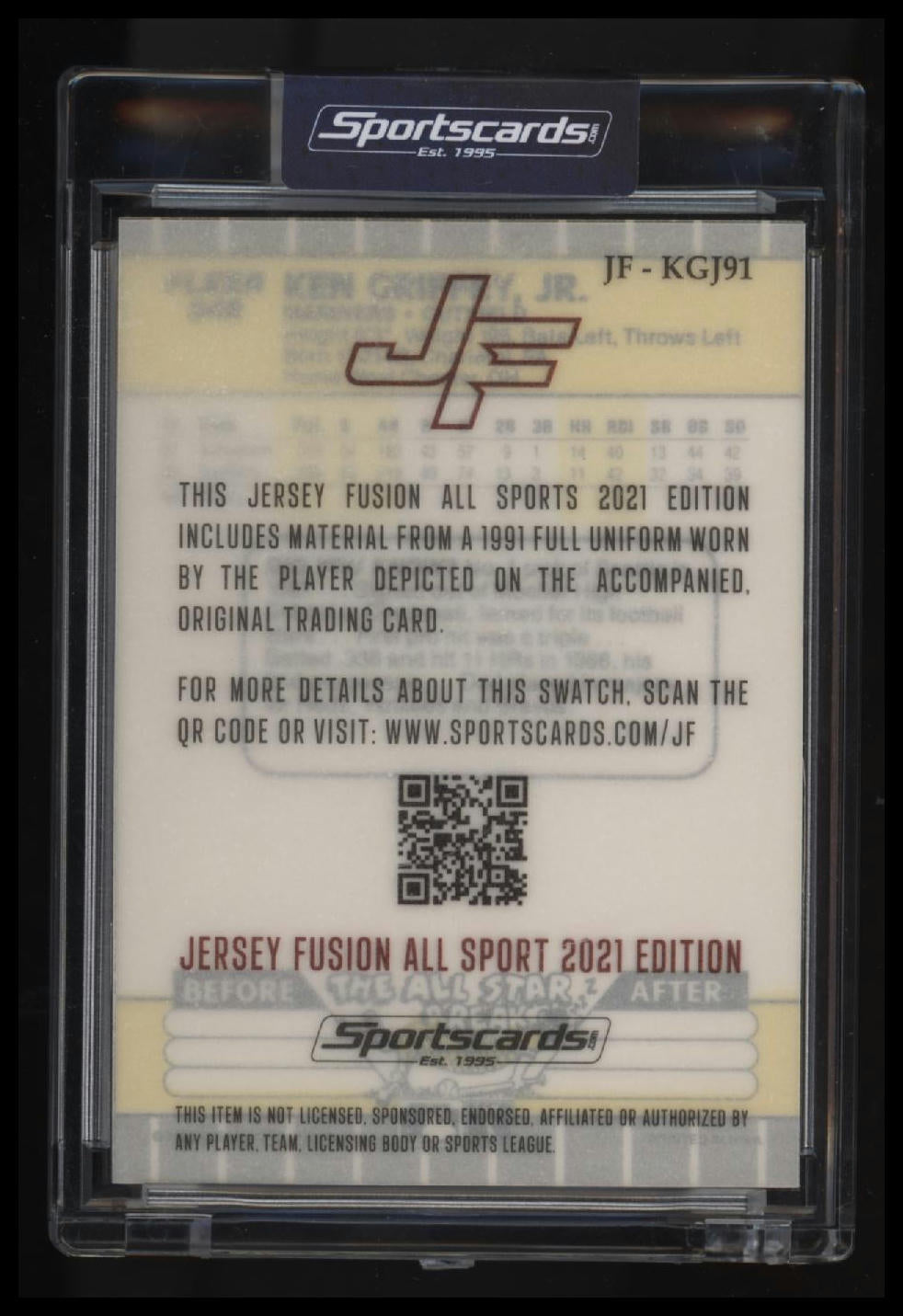 2021 Jersey Fusion Ken Griffey Jr. #/99 Game Used Patch