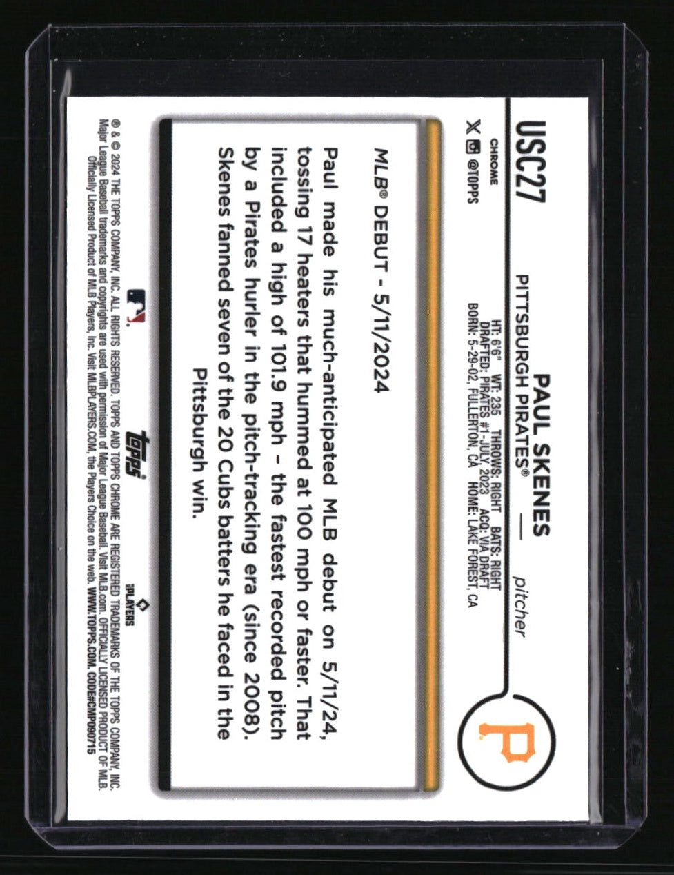 2024 Topps Chrome Update Paul Skenes X-Fractors