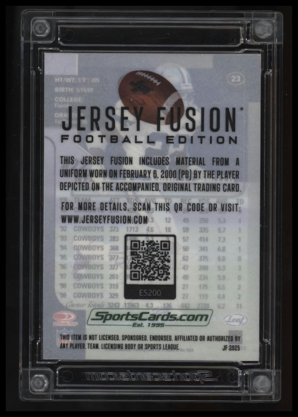 2025 Jersey Fusion Emmitt Smith Game Used Swatch