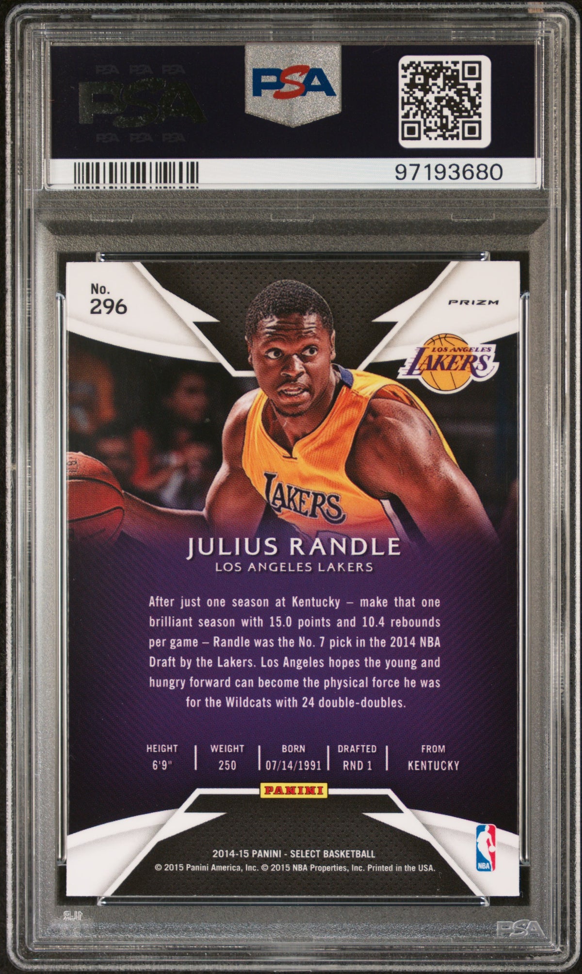 2014 Panini Select Julius Randle Blue/Silver Prizm PSA 10