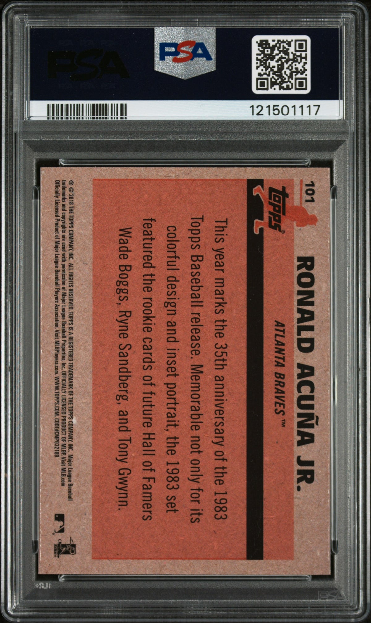 2018 Topps Silver Pack 1983 Chrome Promo Ronald Acuna Jr. PSA 10