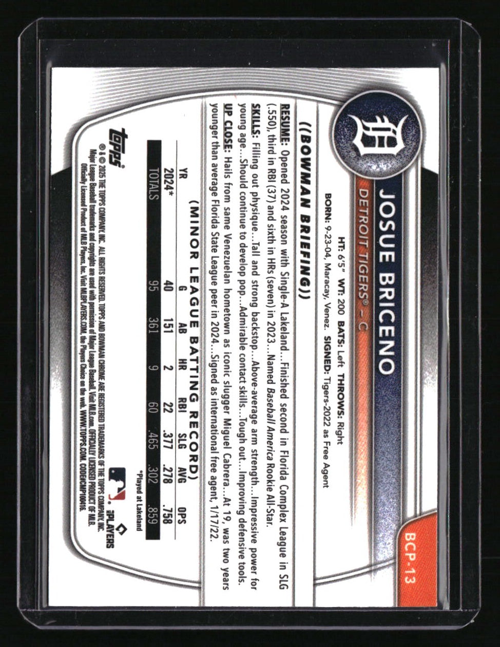 2025 Bowman Josue Briceno Chrome Prospects Green Geometric Refractor #/99