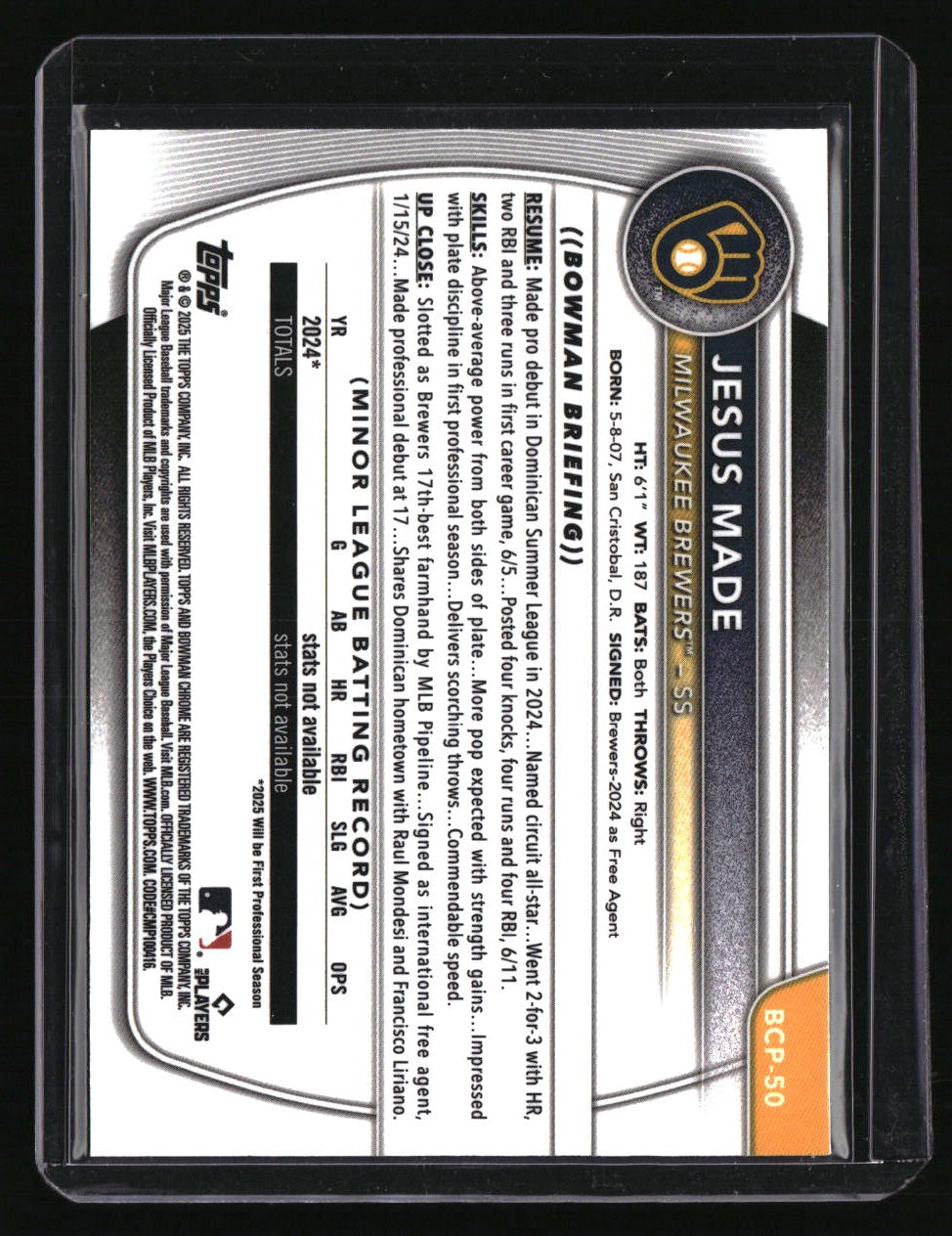 2025 Bowman Jesus Made Chrome Prospects Reptilian Refractor