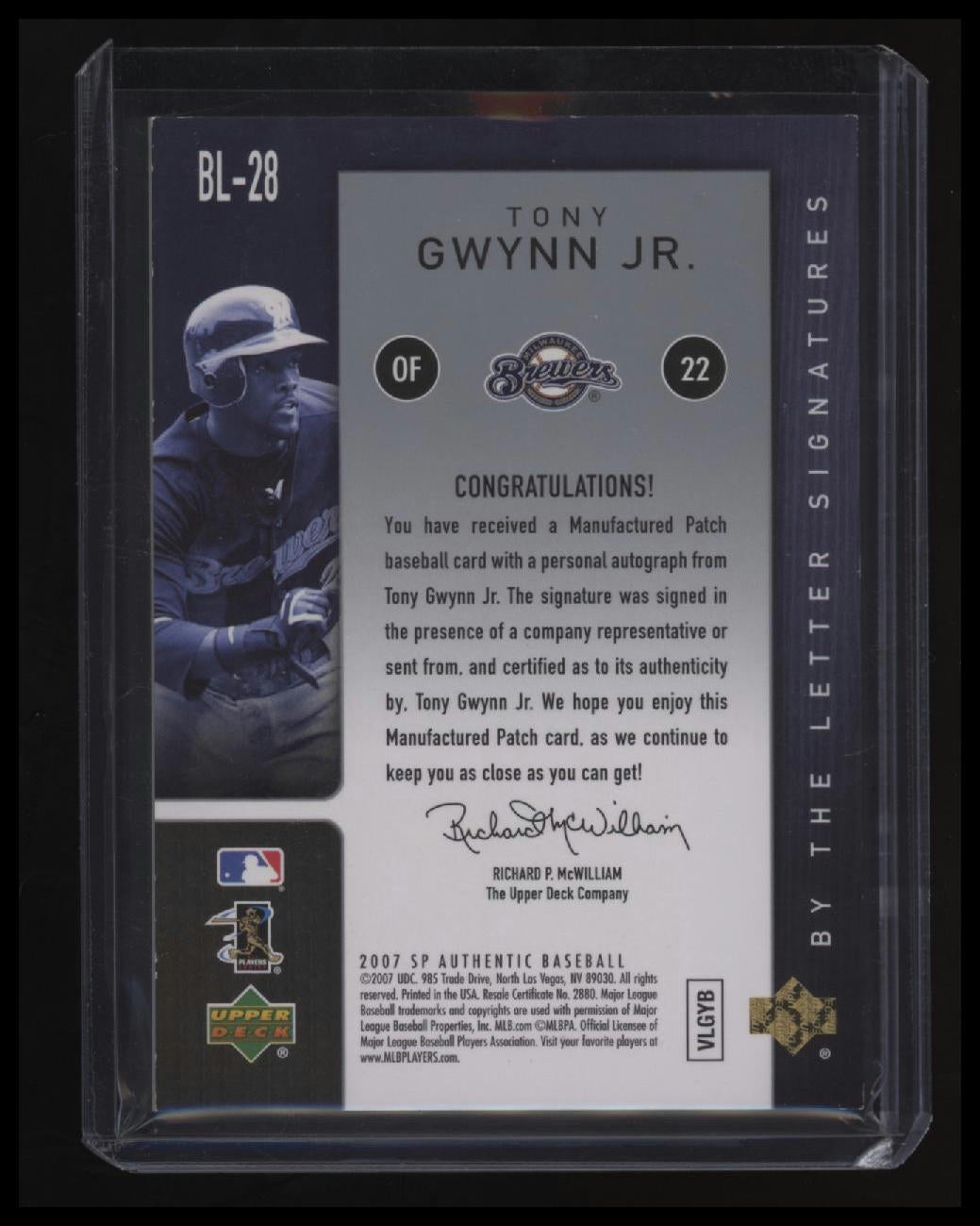 2007 SP Authentic Tony Gwynn Jr. By the Letter Signatures #/75 (W)