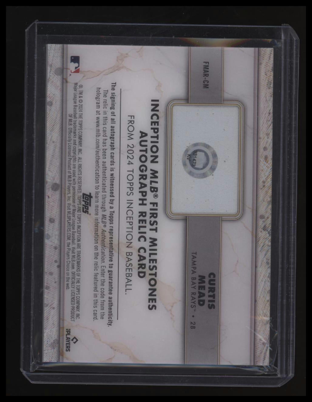 2024 Topps Inception Curtis Mead First Milestones Autograph /99