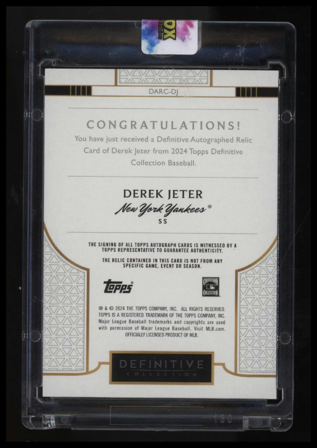 2024 Topps Definitive Collection Derek Jeter Autograph Relics Green #/10