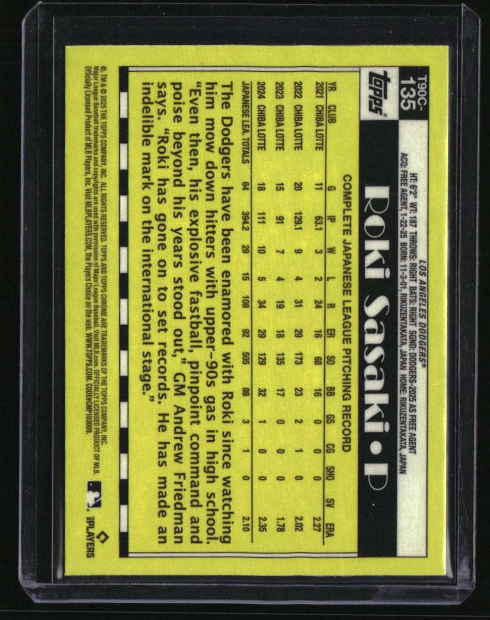 2025 Topps Roki Sasaki 35th Anniversary Chrome Aqua Refractors (Series Two)