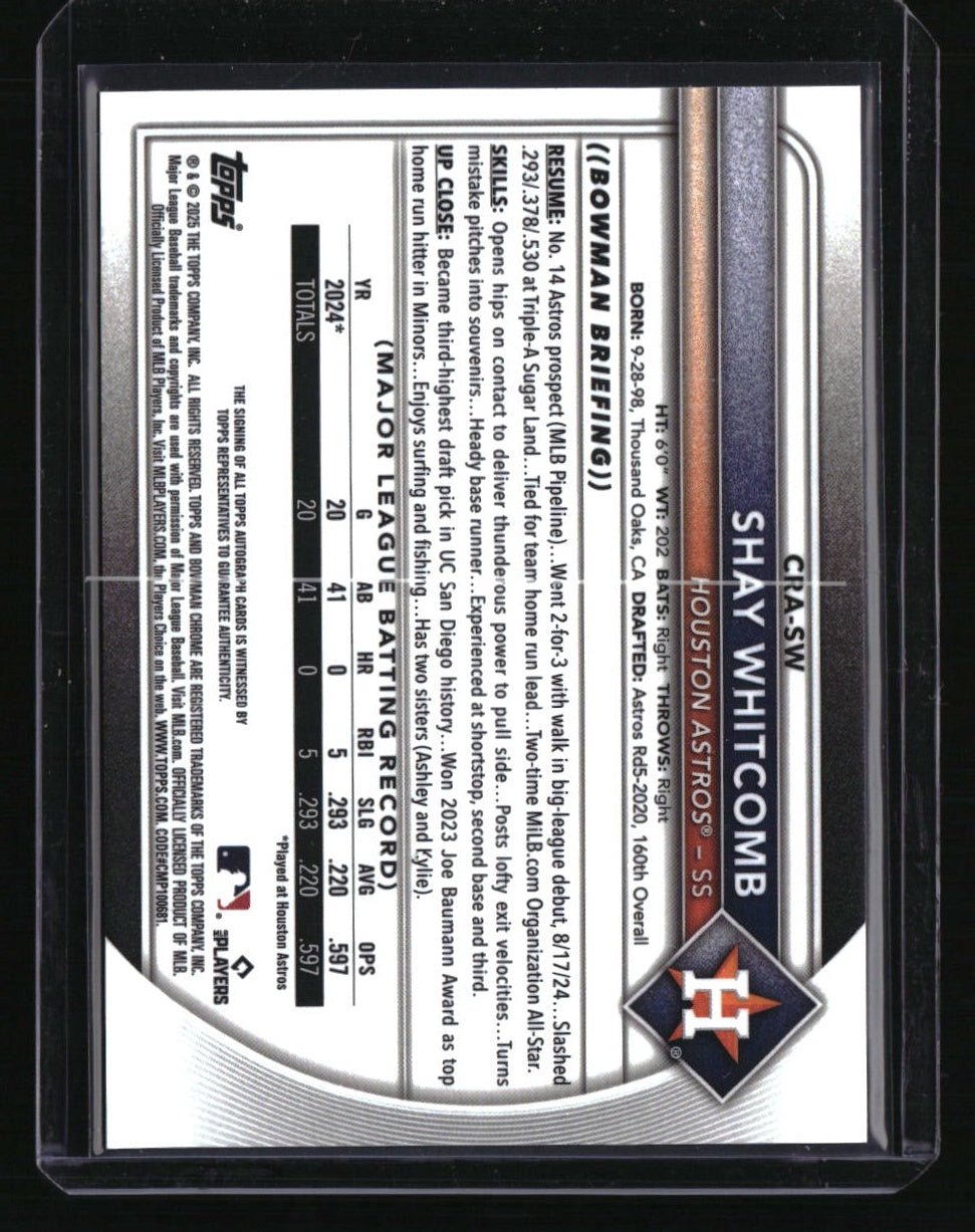 2025 Bowman Shay Whitcomb Chrome Rookie Autographs Blue Refractor #/150