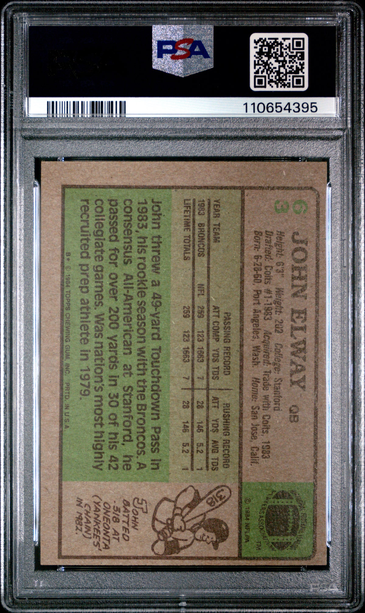 1984 Topps John Elway PSA 5