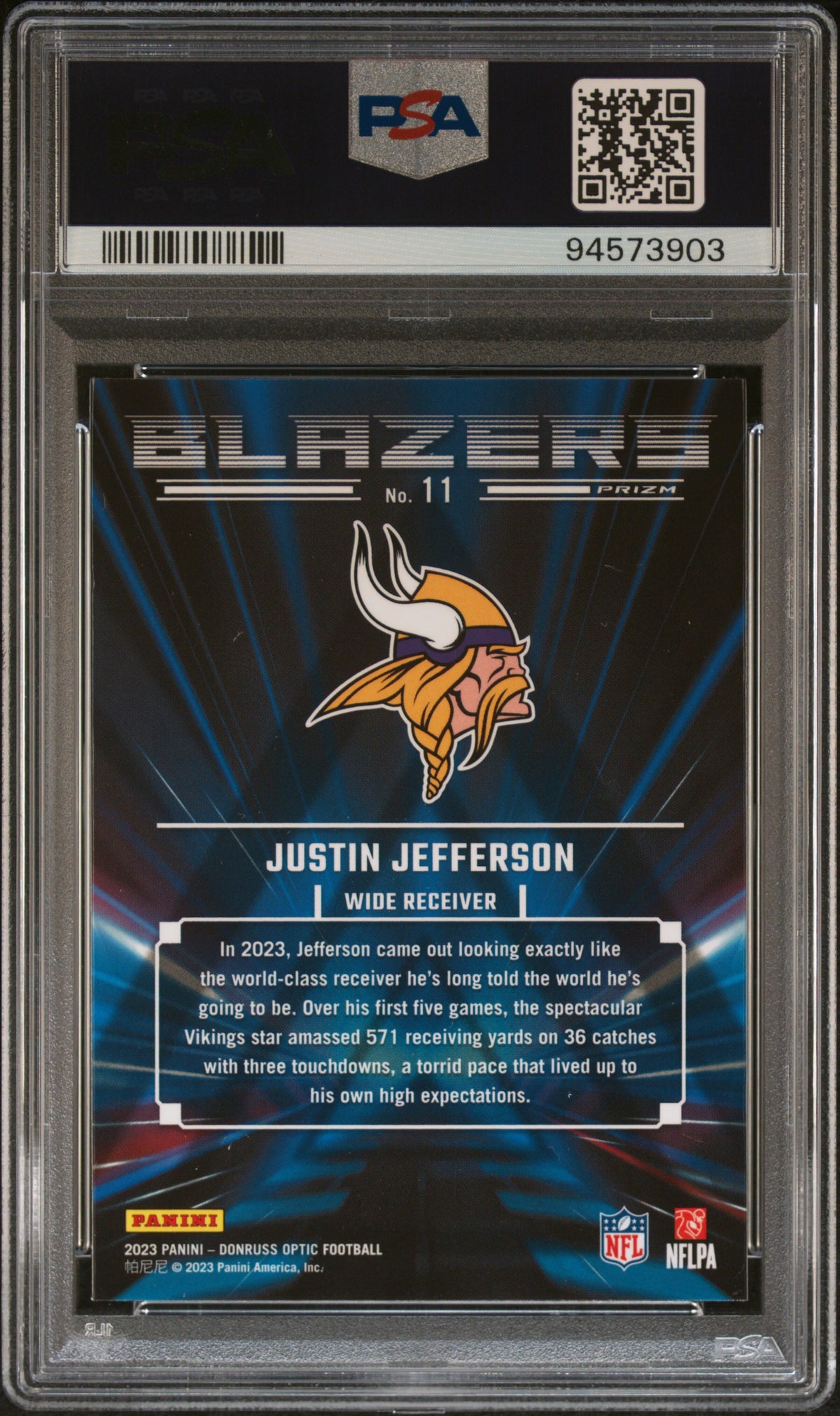 2023 Panini Donruss Optic Blazers Justin Jefferson PSA 10