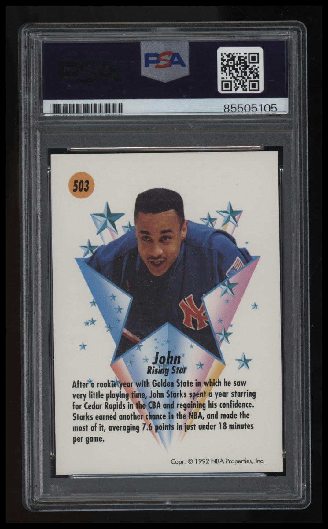 1991-92 SkyBox John Starks Autographed PSA Auto 10 85505105