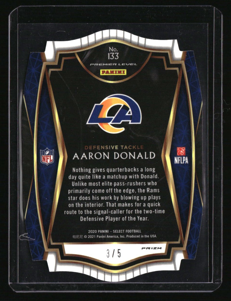 2020 Panini Select Aaron Donald Green Prizm Die Cut #/5