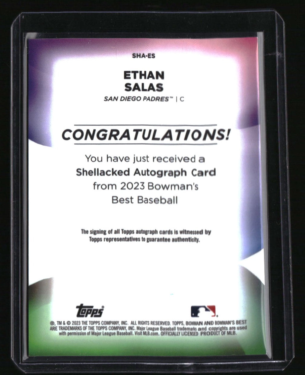 2023 Bowman&#39;s Best Ethan Salas Shellacked Autographs Lava Refractors #/50