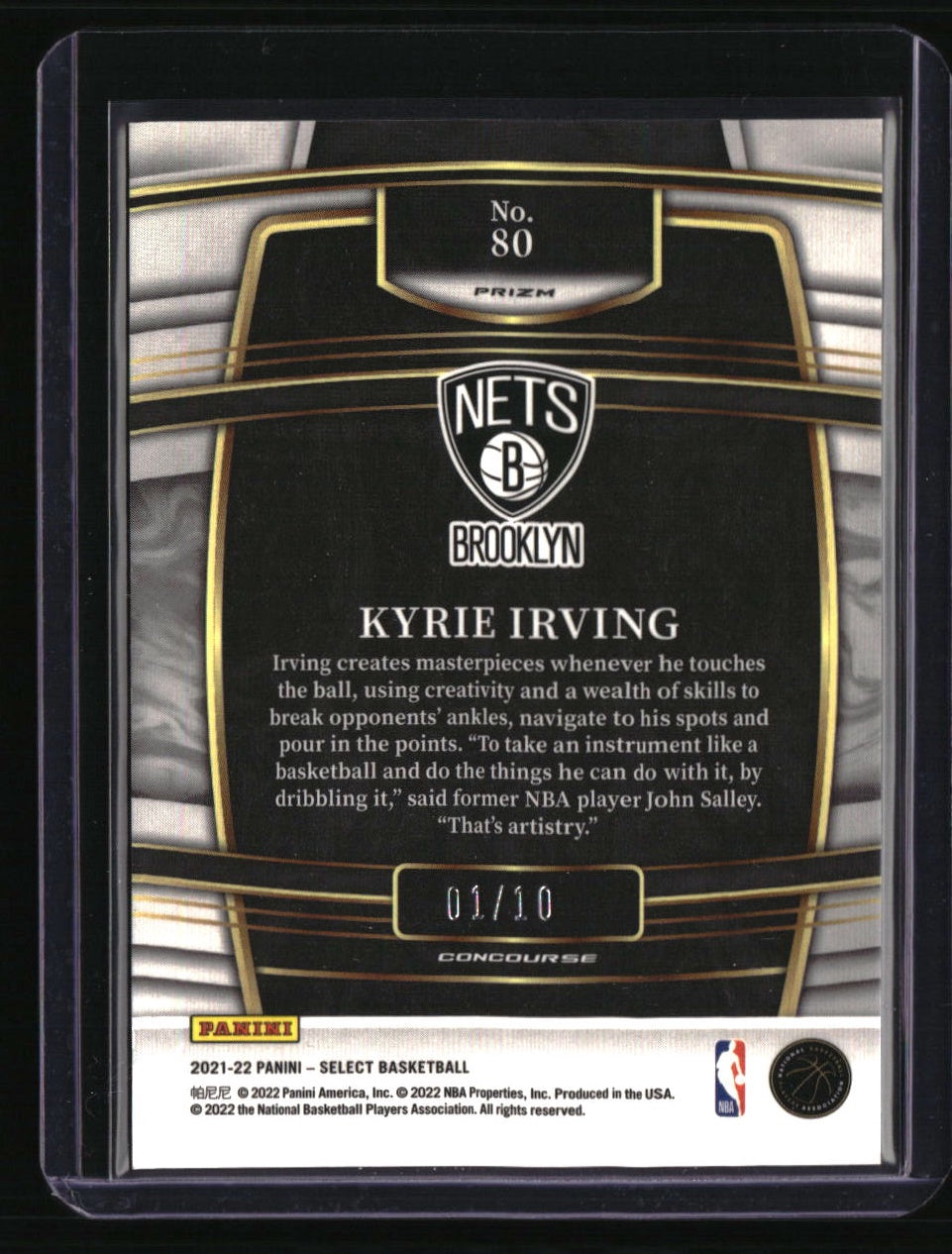 2021-22 Panini Select Kyrie Irving Gold Disco Prizms #/10