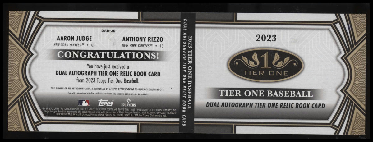 2023 Topps Tier One Rizzo / Judge Dual Autograph Tier One Relic Book #/10