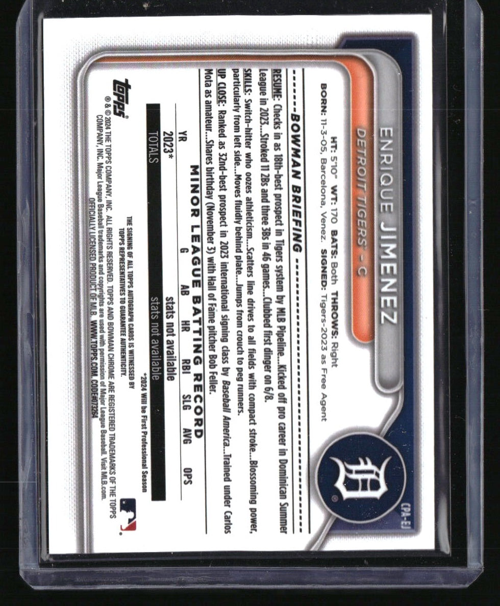 2024 Bowman Chrome Enrique Jimenez Prospects Auto Mini Diamond Refractors #/100