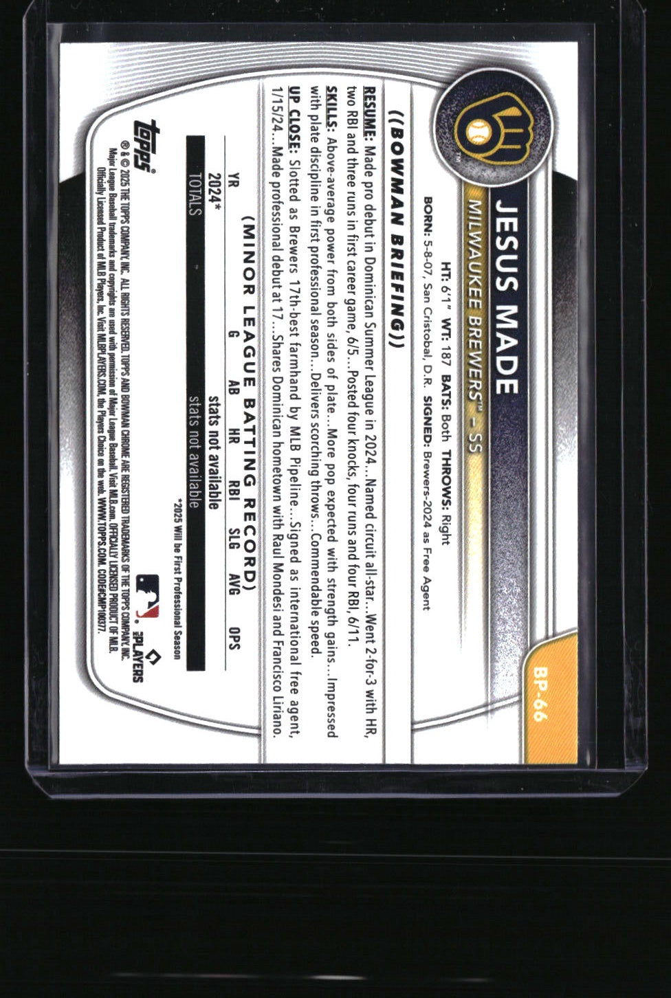 2025 Bowman Jesus Made Prospects Sky Blue #/499