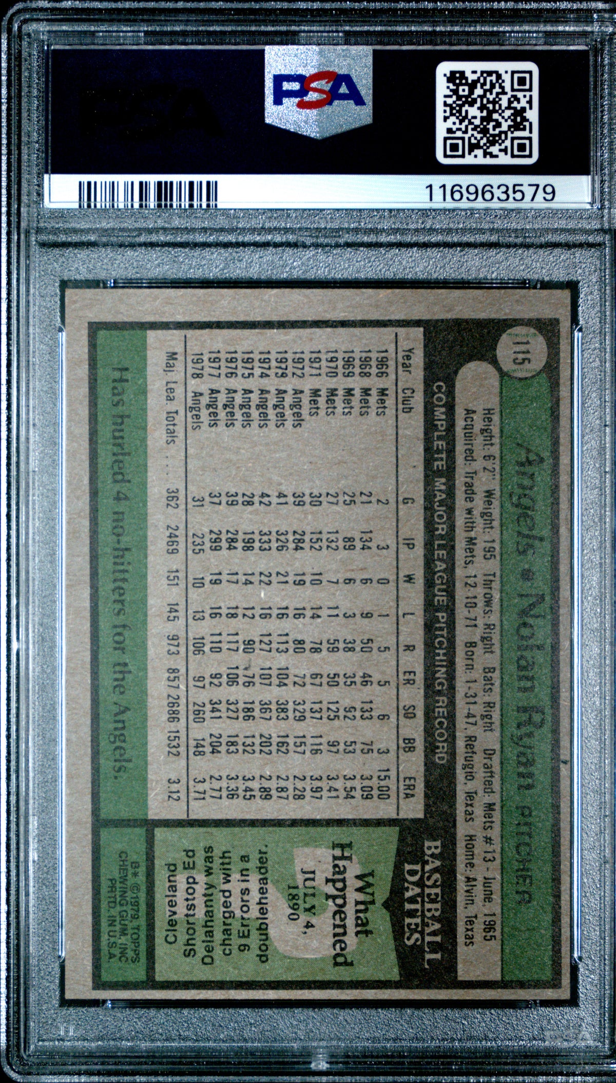 1979 Topps Nolan Ryan PSA 4