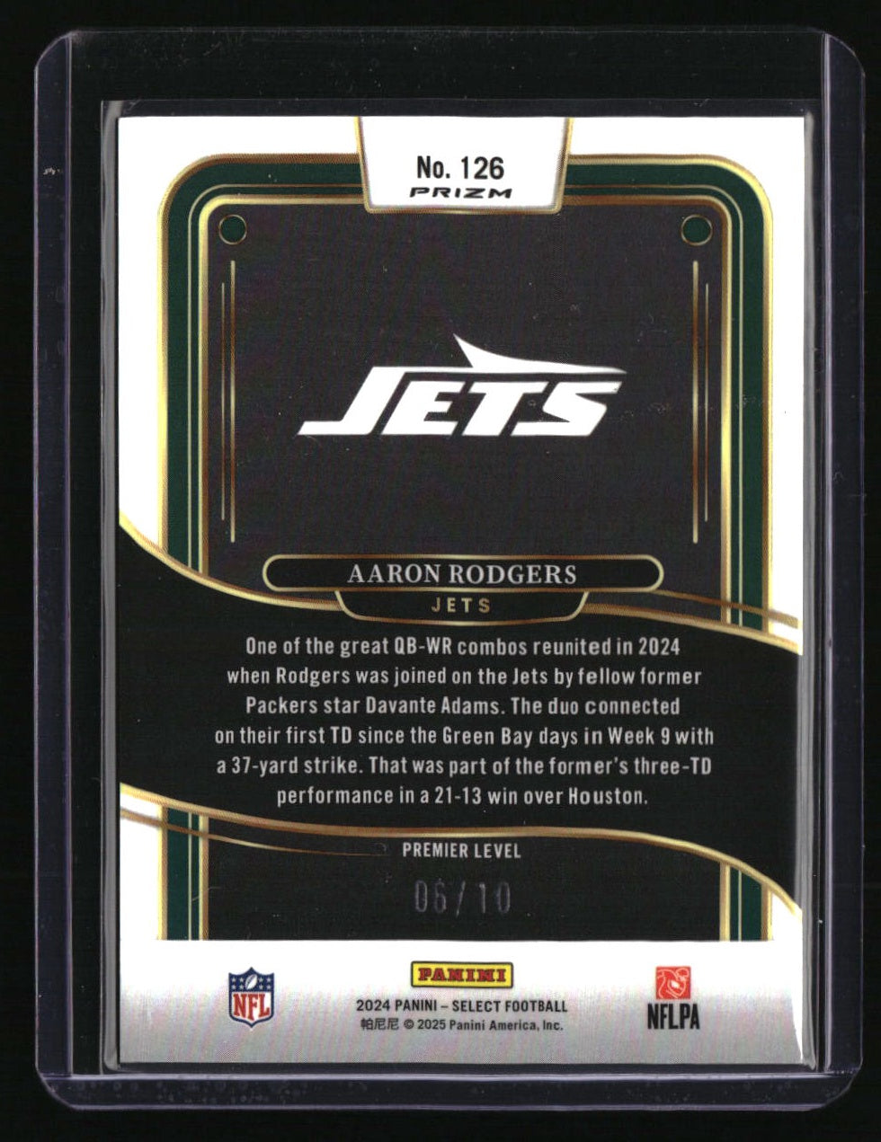 2024 Panini Select Aaron Rodgers Gold Dragon Scale Prizm #/10